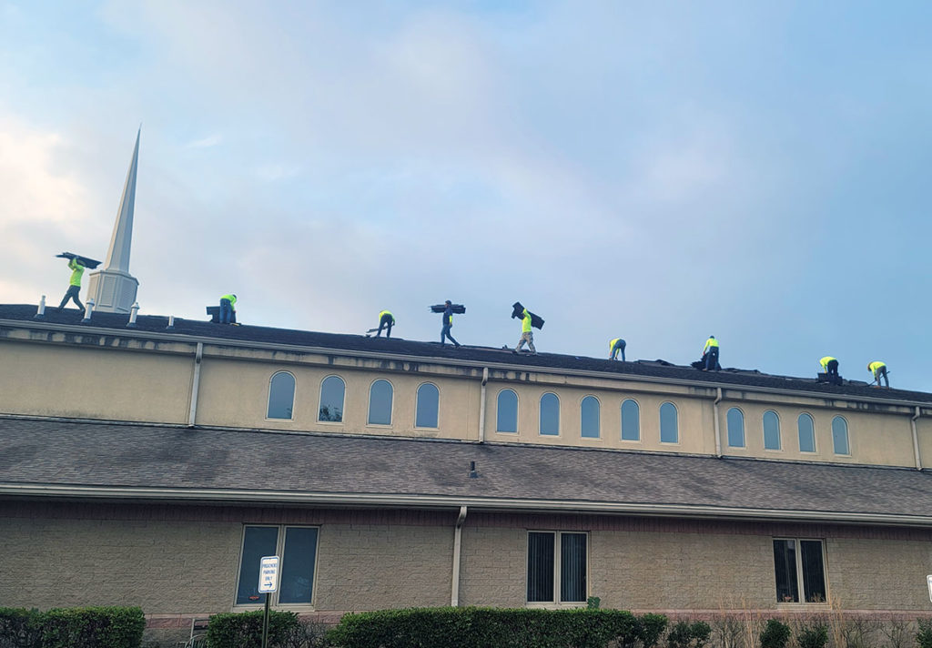 CS Roofing Company Crew on a Church